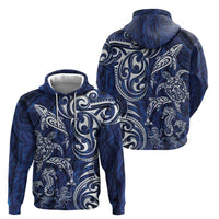 New Zealand Connecting with Seas Zip Hoodie Maori Tribal and Sea Animals Tattoo - White Glass Style LT03 - Polynesian Pride