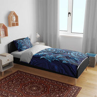 New Zealand Connecting with Seas Bedding Set Maori Tribal and Sea Animals Tattoo - Sea Texture Glass Style LT03 - Polynesian Pride