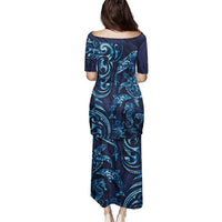 New Zealand Connecting with Seas Family Matching Puletasi and Hawaiian Shirt Maori Tribal and Sea Animals Tattoo - Sea Texture Glass Style LT03 - Polynesian Pride