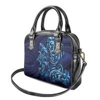 New Zealand Connecting with Seas Shoulder Handbag Maori Tribal and Sea Animals Tattoo - Sea Texture Glass Style LT03 - Polynesian Pride