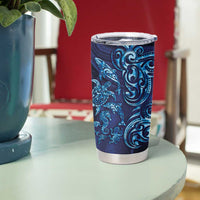 New Zealand Connecting with Seas Tumbler Cup Maori Tribal and Sea Animals Tattoo - Sea Texture Glass Style LT03 - Polynesian Pride