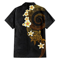 Polynesian Spiral Tribal Tattoo Family Matching Puletasi and Hawaiian Shirt Golden Color LT03 - Polynesian Pride