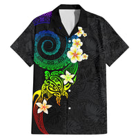 Polynesian Spiral Tribal Tattoo Family Matching Mermaid Dress and Hawaiian Shirt Fanciful Color LT03 Dad's Shirt - Short Sleeve Black - Polynesian Pride