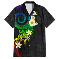Polynesian Spiral Tribal Tattoo Family Matching Puletasi and Hawaiian Shirt Fanciful Color LT03 Dad's Shirt - Short Sleeve Black - Polynesian Pride