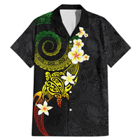 Polynesian Spiral Tribal Tattoo Family Matching Mermaid Dress and Hawaiian Shirt Reggae Color LT03 Dad's Shirt - Short Sleeve Reggae - Polynesian Pride