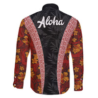 Hawaii Lei and Hibiscus Flowers Tribal Family Matching Off Shoulder Maxi Dress and Hawaiian Shirt Patchwork Abstract Vintage