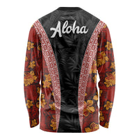 Hawaii Lei and Hibiscus Flowers Tribal Long Sleeve Shirt Patchwork Abstract Vintage