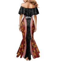 Hawaii Lei and Hibiscus Flowers Tribal Mermaid Dress Patchwork Abstract Vintage