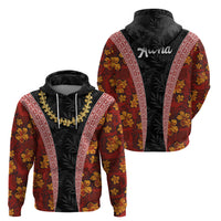 Hawaii Lei and Hibiscus Flowers Tribal Zip Hoodie Patchwork Abstract Vintage