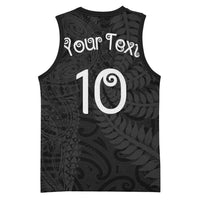 Aotearoa Volleyball Custom Basketball Jersey Silver Ferns and Maori Tribal Black