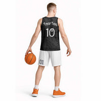 Aotearoa Volleyball Custom Basketball Jersey Silver Ferns and Maori Tribal Black