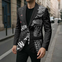 Aotearoa Volleyball Custom Blazer Silver Ferns and Maori Tribal Black