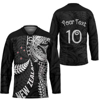 Aotearoa Volleyball Custom Hockey Jersey Silver Ferns and Maori Tribal Black