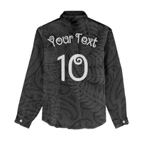 Aotearoa Volleyball Custom Women Casual Shirt Silver Ferns and Maori Tribal Black LT03 - Polynesian Pride