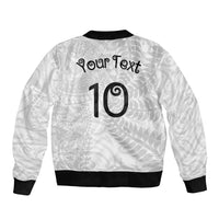 Aotearoa Volleyball Custom Bomber Jacket Silver Ferns and Maori Tribal White