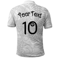 Aotearoa Volleyball Custom Polo Shirt Silver Ferns and Maori Tribal White