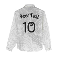 Aotearoa Volleyball Custom Women Casual Shirt Silver Ferns and Maori Tribal White LT03 - Polynesian Pride