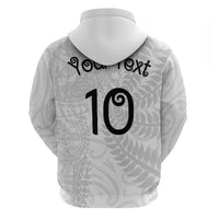 Aotearoa Volleyball Custom Zip Hoodie Silver Ferns and Maori Tribal White