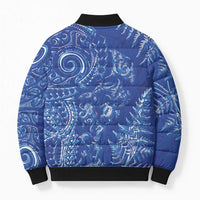 New Zealand Sea Animals Bomber Puffer Jacket with Maori Koru Tribal Tattoo and Silver Ferns Aquatic Style LT03 - Polynesian Pride