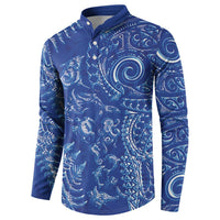 New Zealand Sea Animals Button Sweatshirt with Maori Koru Tribal Tattoo and Silver Ferns Aquatic Style LT03 - Polynesian Pride
