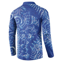 New Zealand Sea Animals Button Sweatshirt with Maori Koru Tribal Tattoo and Silver Ferns Aquatic Style LT03 - Polynesian Pride