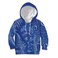 New Zealand Sea Animals Kid Hoodie with Maori Koru Tribal Tattoo and Silver Ferns Aquatic Style LT03 Hoodie Navy - Polynesian Pride