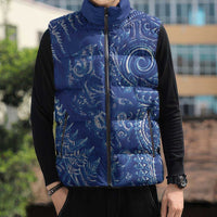 New Zealand Sea Animals Sleeveless Puffer Jacket with Maori Koru Tribal Tattoo and Silver Ferns Aquatic Style LT03 - Polynesian Pride