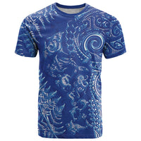New Zealand Sea Animals T Shirt with Maori Koru Tribal Tattoo and Silver Ferns Aquatic Style LT03 Navy - Polynesian Pride