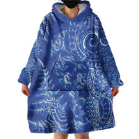 New Zealand Sea Animals Wearable Blanket Hoodie with Maori Koru Tribal Tattoo and Silver Ferns Aquatic Style LT03 - Polynesian Pride