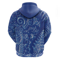 New Zealand Sea Animals Zip Hoodie with Maori Koru Tribal Tattoo and Silver Ferns Aquatic Style LT03 - Polynesian Pride