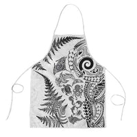 New Zealand Sea Animals Apron with Maori Koru Tribal Tattoo and Silver Ferns White Color LT03 White - Polynesian Pride