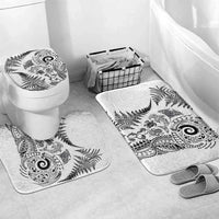 New Zealand Sea Animals Bathroom Set with Maori Koru Tribal Tattoo and Silver Ferns White Color LT03 Mat Set Only (3 pcs) One Size White - Polynesian Pride