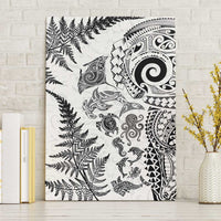 New Zealand Sea Animals Canvas Wall Art with Maori Koru Tribal Tattoo and Silver Ferns White Color LT03 Without Frame White - Polynesian Pride
