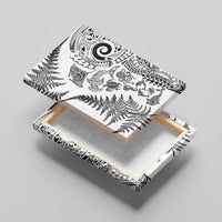 New Zealand Sea Animals Canvas Wall Art with Maori Koru Tribal Tattoo and Silver Ferns White Color LT03 - Polynesian Pride