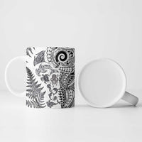 New Zealand Sea Animals Ceramic Mug with Maori Koru Tribal Tattoo and Silver Ferns White Color LT03 - Polynesian Pride