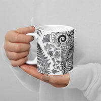 New Zealand Sea Animals Ceramic Mug with Maori Koru Tribal Tattoo and Silver Ferns White Color LT03 - Polynesian Pride