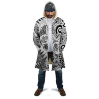 New Zealand Sea Animals Cloak with Maori Koru Tribal Tattoo and Silver Ferns White Color LT03 - Polynesian Pride