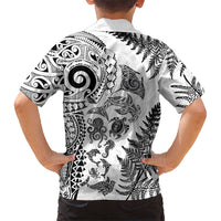 New Zealand Sea Animals Family Matching Tank Maxi Dress and Hawaiian Shirt with Maori Koru Tribal Tattoo and Silver Ferns White Color LT03 - Polynesian Pride
