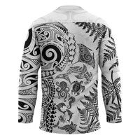 New Zealand Sea Animals Hockey Jersey with Maori Koru Tribal Tattoo and Silver Ferns White Color LT03 - Polynesian Pride