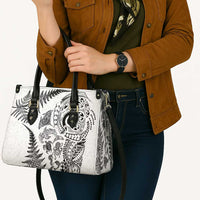 New Zealand Sea Animals Leather Bag with Maori Koru Tribal Tattoo and Silver Ferns White Color LT03 - Polynesian Pride