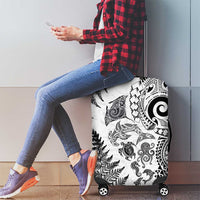 New Zealand Sea Animals Luggage Cover with Maori Koru Tribal Tattoo and Silver Ferns White Color LT03 - Polynesian Pride