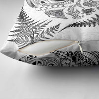New Zealand Sea Animals Pillow Cover with Maori Koru Tribal Tattoo and Silver Ferns White Color LT03 - Polynesian Pride