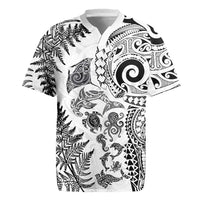 New Zealand Sea Animals Rugby Jersey with Maori Koru Tribal Tattoo and Silver Ferns White Color LT03 White - Polynesian Pride