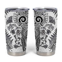 New Zealand Sea Animals Tumbler Cup with Maori Koru Tribal Tattoo and Silver Ferns White Color LT03 White - Polynesian Pride