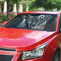 New Zealand Sea Animals Auto Sun Shade with Maori Koru Tribal Tattoo and Silver Ferns Black Color LT03 - Polynesian Pride
