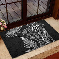 New Zealand Sea Animals Rubber Doormat with Maori Koru Tribal Tattoo and Silver Ferns Black Color LT03 - Polynesian Pride