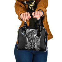 New Zealand Sea Animals Shoulder Handbag with Maori Koru Tribal Tattoo and Silver Ferns Black Color LT03 One Size Black - Polynesian Pride
