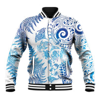 New Zealand Sea Animals Baseball Jacket with Maori Koru Tribal Tattoo and Silver Ferns Galaxy Style LT03 Unisex Multicolor - Polynesian Pride