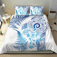 New Zealand Sea Animals Bedding Set with Maori Koru Tribal Tattoo and Silver Ferns Galaxy Style LT03 - Polynesian Pride