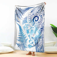 New Zealand Sea Animals Blanket with Maori Koru Tribal Tattoo and Silver Ferns Galaxy Style LT03 - Polynesian Pride